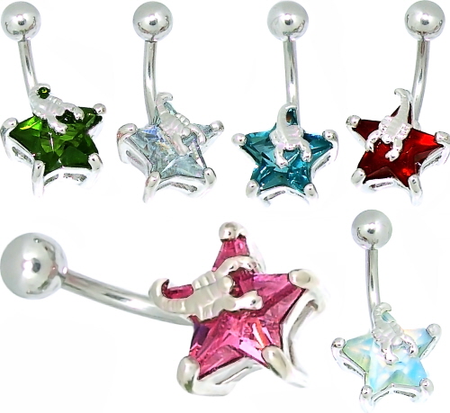 Bauchnabel Piercing Schmuck Banane Mit Blumen-Design - Stahl Oder Titan 1,6mm